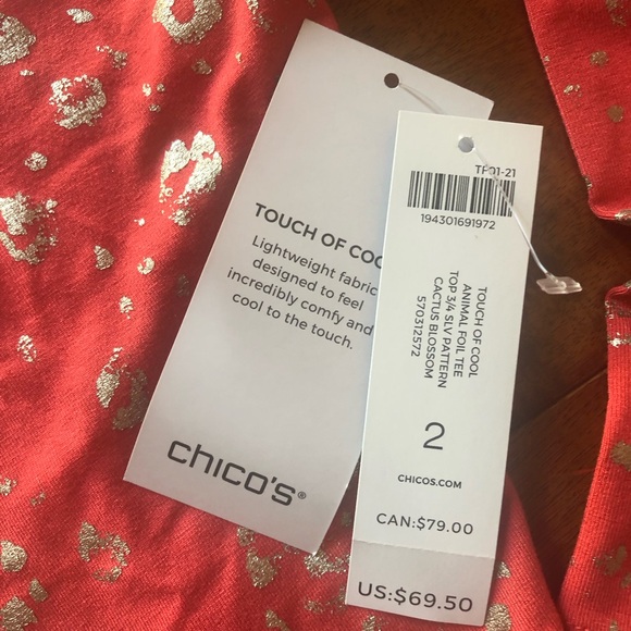 NWT Chicos top size 2 (L) - Picture 3 of 8
